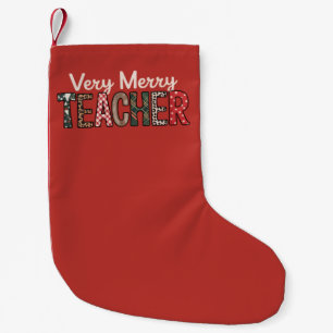 Christmas Very Merry Teacher Leopard Tree Small Christmas Stocking