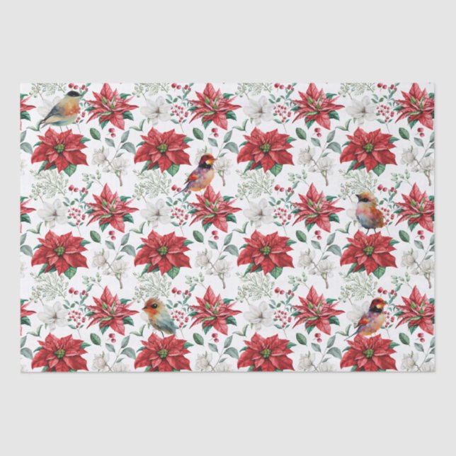 Christmas vibe watercolors flowers, leaves  tissue paper (Front)
