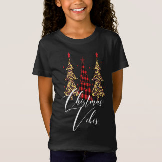 Christmas Vibes Buffalo Plaid Leopard Slim Christm T-Shirt