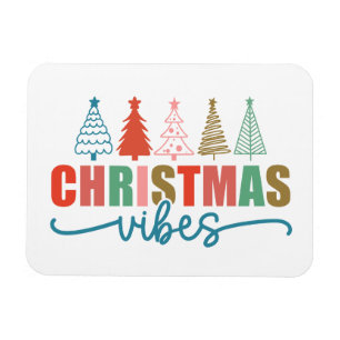 Christmas Vibes - Colourful Holiday Trees Design Magnet