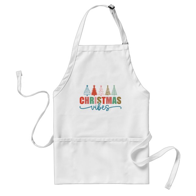 Christmas Vibes - Colourful Holiday Trees Design Standard Apron (Front)
