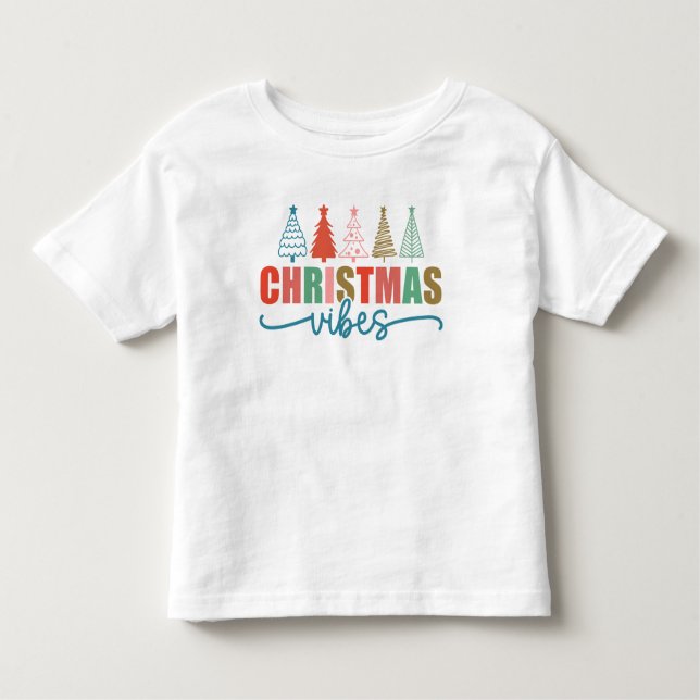 Christmas Vibes - Colourful Holiday Trees Design Toddler T-Shirt (Front)