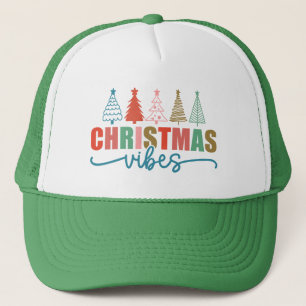 Christmas Vibes - Colourful Holiday Trees Design Trucker Hat