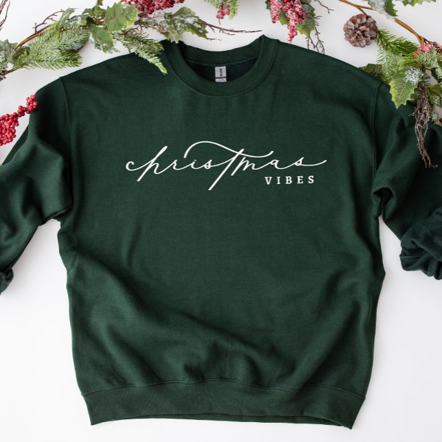 Christmas Vibes Cute Calligraphy Holiday Sweatshirt (Creator Uploaded)