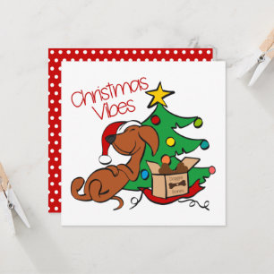 Christmas Vibes Dachshund Dog Card