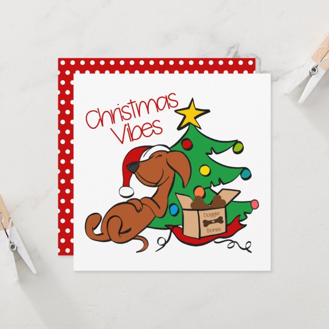 Christmas Vibes Dachshund Dog Card (Front/Back In Situ)