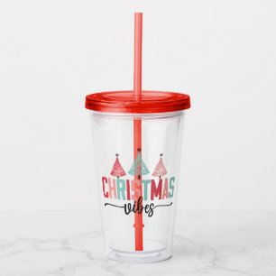 Christmas Vibes - Festive Tree Design Acrylic Tumbler