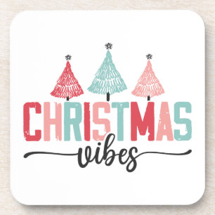 Christmas Vibes - Festive Tree Design Coaster
