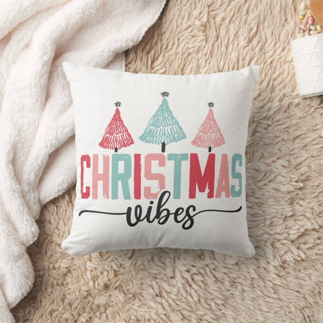 Christmas Vibes - Festive Tree Design Cushion (Blanket)