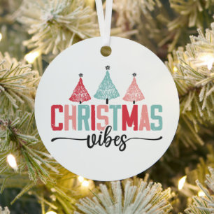 Christmas Vibes - Festive Tree Design Metal Tree Decoration