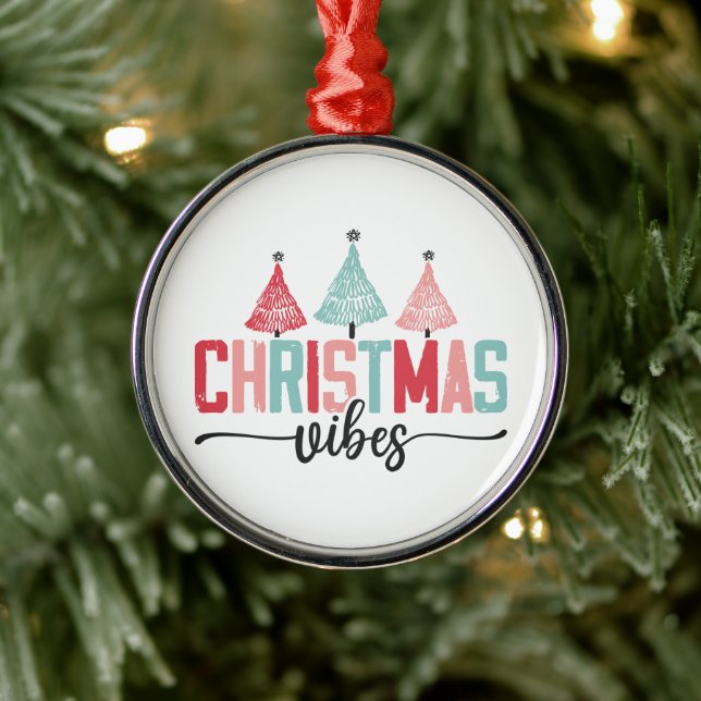 Christmas Vibes - Festive Tree Design Metal Tree Decoration (Tree)
