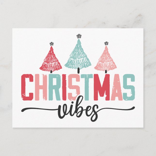 Christmas Vibes - Festive Tree Design Postcard (Front)