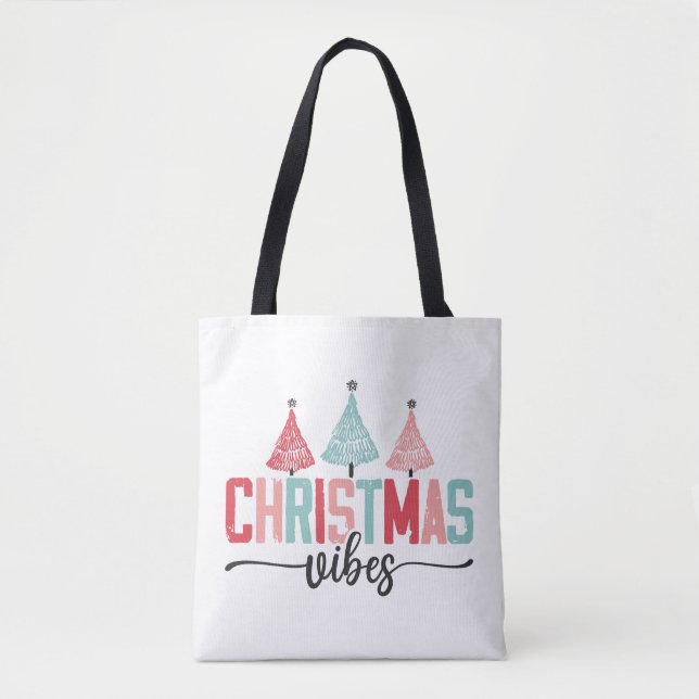 Christmas Vibes - Festive Tree Design Tote Bag (Front)