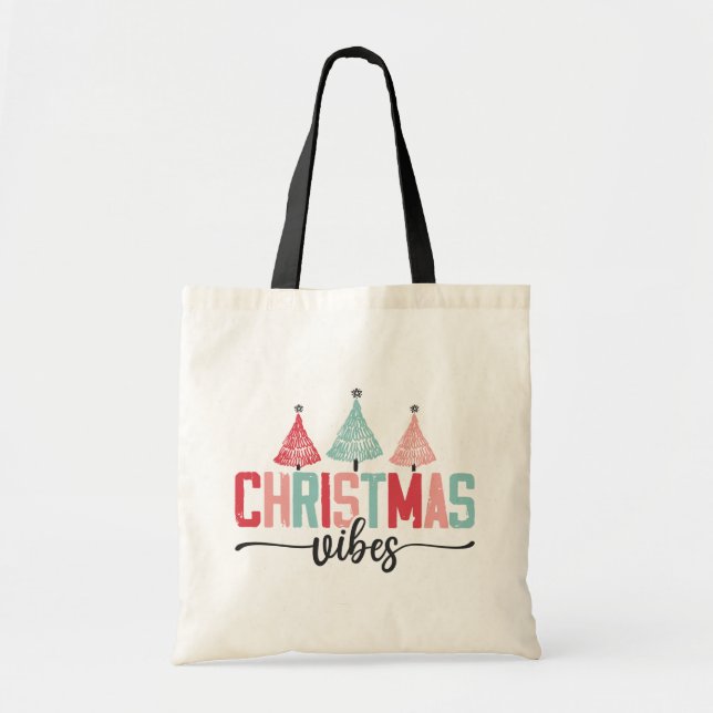 Christmas Vibes - Festive Tree Design Tote Bag (Front)