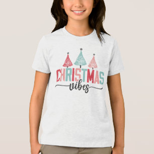 Christmas Vibes - Festive Tree Design Tri-Blend Shirt