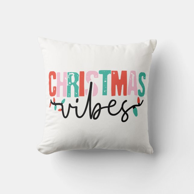 Christmas Vibes Ho Ho Ho Christmas Throw Pillow (Front)