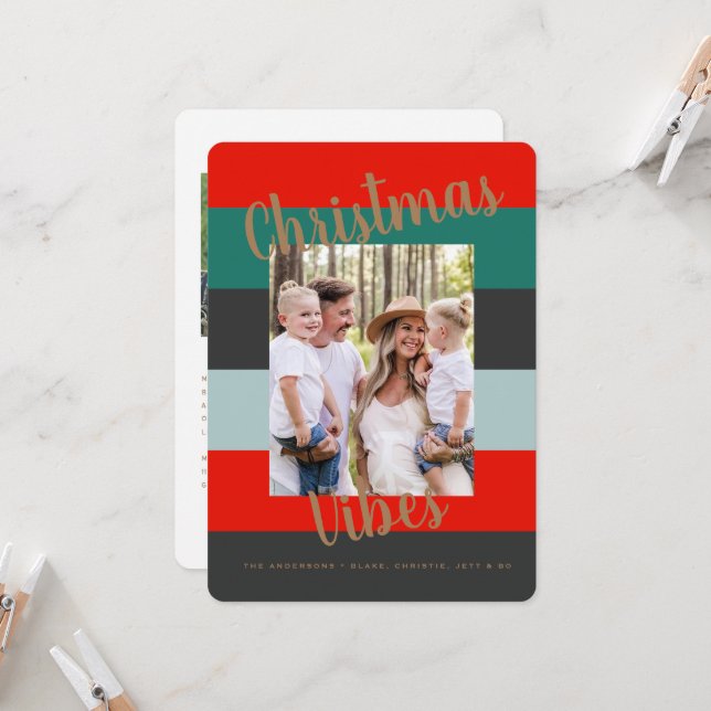 Christmas Vibes Modern Collage Photo Rounded (Front/Back In Situ)