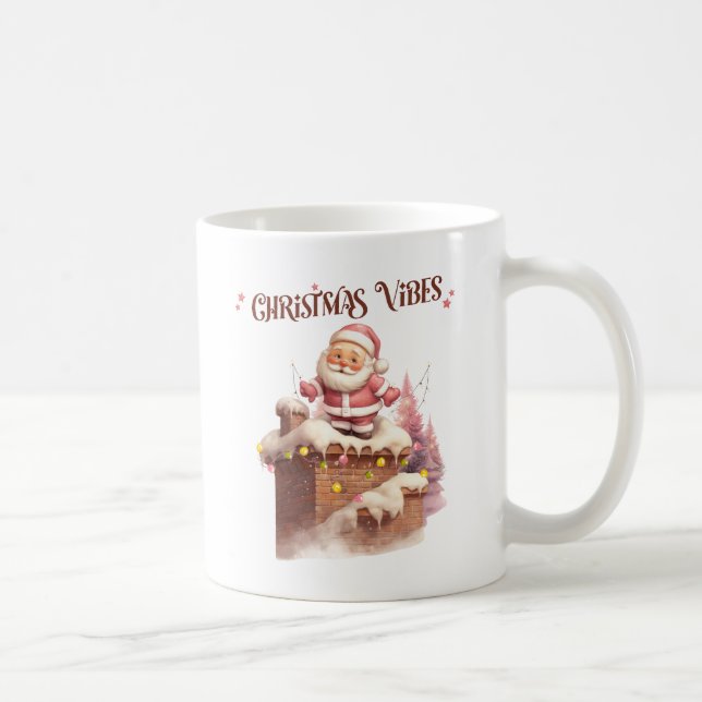 Christmas Vibes Pink Santa Coffee Mug (Right)