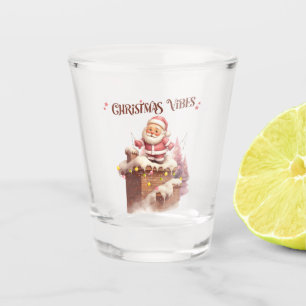 Christmas Vibes Pink Santa Shot Glass