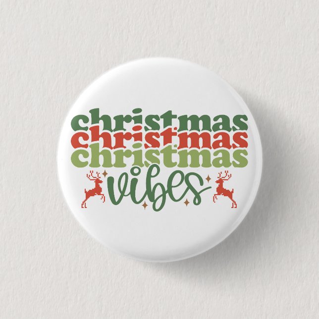 Christmas Vibes Retro Groovy Christmas Holidays 3 Cm Round Badge (Front)