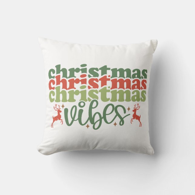 Christmas Vibes Retro Groovy Christmas Holidays Cushion (Front)