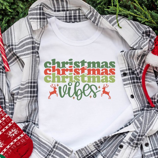 Christmas Vibes Retro Groovy Christmas Holidays Tri-Blend Shirt (Christmas Vibes Retro Groovy Christmas Holidays T-Shirt)