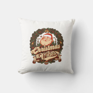 Christmas Vibes Santa Claus Wreath Bells Cushion