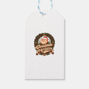 Christmas Vibes Santa Claus Wreath Bells Gift Tags