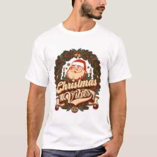 Christmas Vibes Santa Claus Wreath Bells T-Shirt