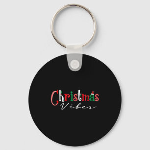 Christmas Vibes Santa Hat, Holly, Holiday Vibes Ch Key Ring