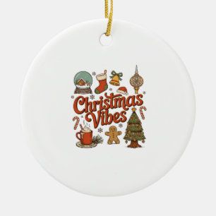 Christmas Vibes Snow Globe Gingerbread Man Tree Ceramic Tree Decoration