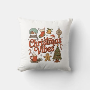 Christmas Vibes Snow Globe Gingerbread Man Tree Cushion