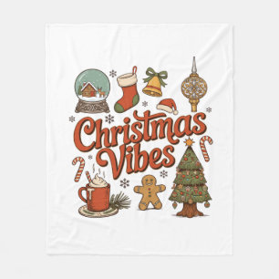 Christmas Vibes Snow Globe Gingerbread Man Tree Fleece Blanket