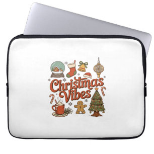 Christmas Vibes Snow Globe Gingerbread Man Tree Laptop Sleeve