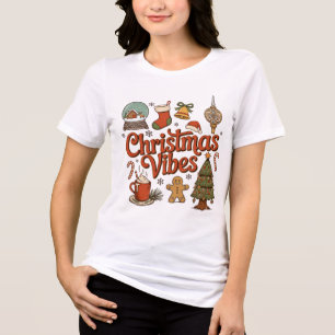 Christmas Vibes Snow Globe Gingerbread Man Tree Tri-Blend Shirt