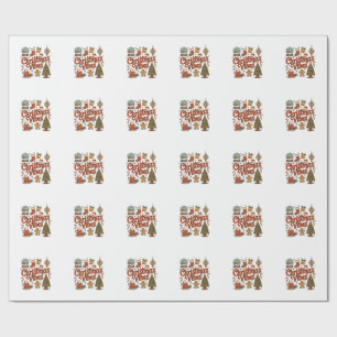 Christmas Vibes Snow Globe Gingerbread Man Tree Wrapping Paper