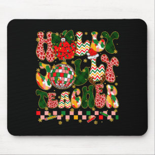 Christmas Vibes Teacher Leopard Snowman Xmas Men W Mouse Pad