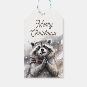 Christmas Vibes Watercolor Racoon - Gift Tags