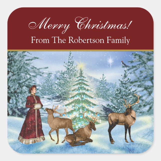 Christmas Victorian Personalised Gift Stickers (Front)
