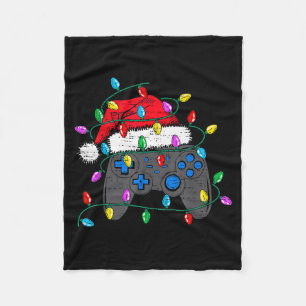 Christmas Video Game Controller Hat Santa Gamer Bo Fleece Blanket
