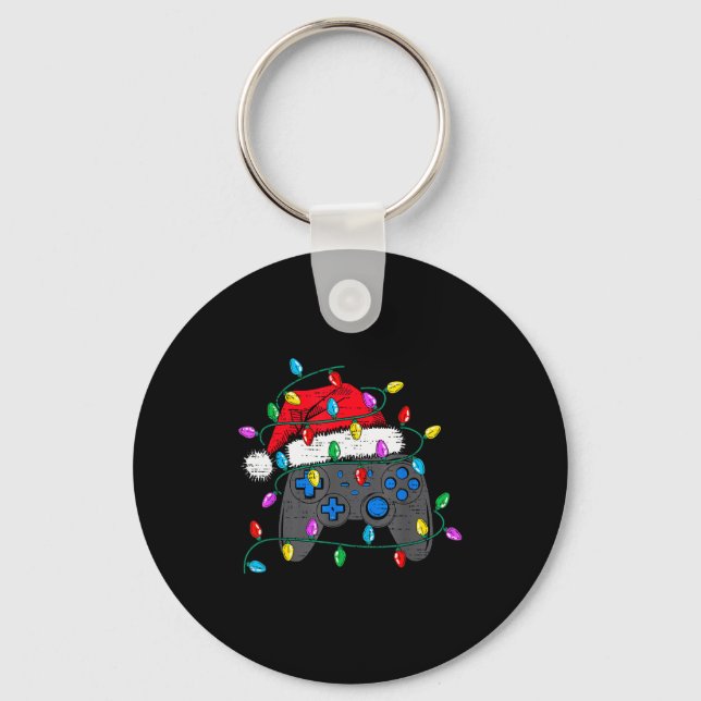 Christmas Video Game Controller Hat Santa Gamer Bo Key Ring (Front)