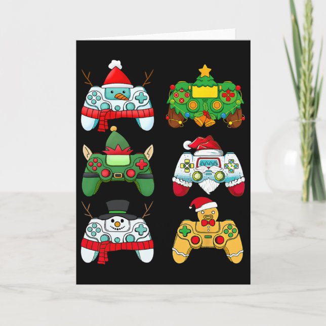 Christmas Video Game Controller Santa Hat Gamer Bo Card (Front)