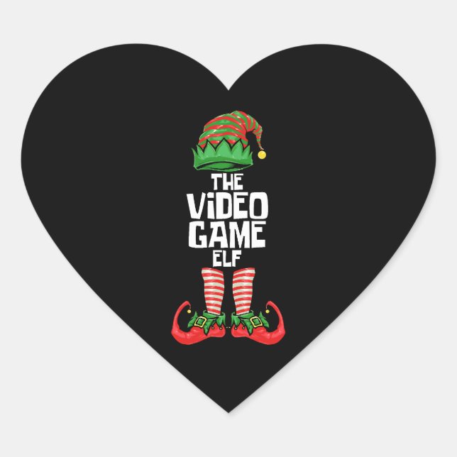 Christmas Video Game Elf Heart Sticker (Front)