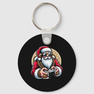 Christmas Video Game Santa Gamer Xmas Key Ring