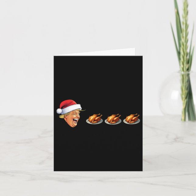 Christmas Video Game Trump Face Eating Turkey Game Card (Front)