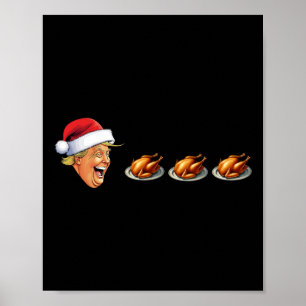 Christmas Video Game Trump Face Eating Turkey Game Poster