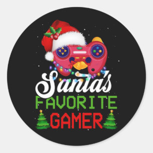 Christmas Video Gamer Santa's Favourite Gamer Game Classic Round Sticker