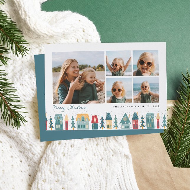 Christmas Village | 5 Photo Collage Holiday Card (Creator Uploaded)