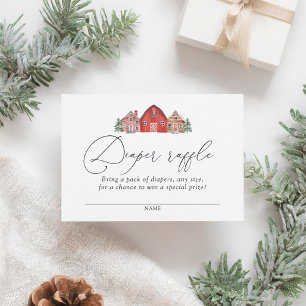 Christmas Village Baby Shower Diaper Raffle Ticket Enclosure Card