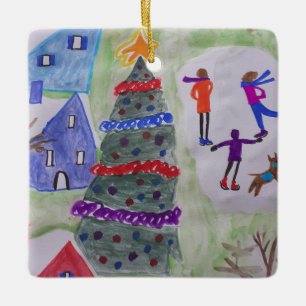 Christmas Village Ceramic Ornament